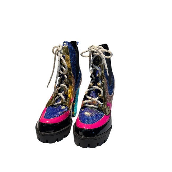 Cape Robbin Mermaid Sequin Lace Up Nell Boots Size 10 - Picture 4 of 14